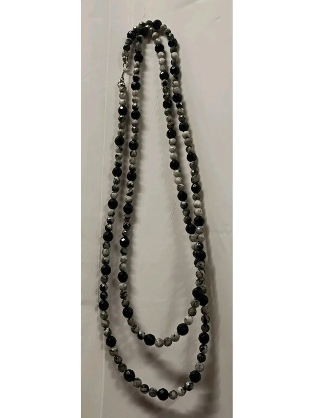 925 Sterling Silver Jay King Desert Rose Necklace Black Onyx & Zebra Agate 48